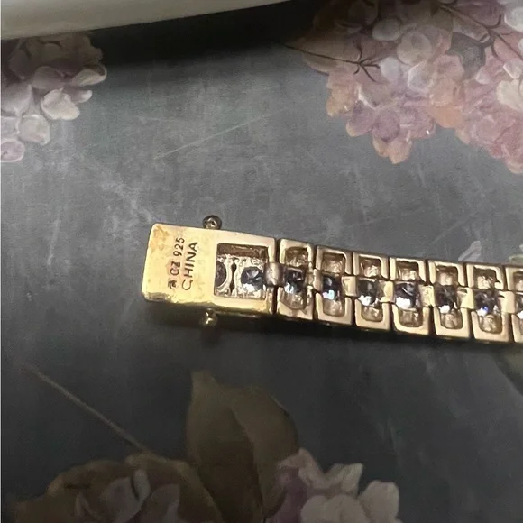 Bronze Italy 14kt gold plating Sterling Silver Bracelet with crystal stones. - Picture 6 of 6